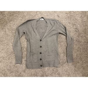 Hollister Gray Button Up V Neck Cardigan w Pockets Size Large Y2K